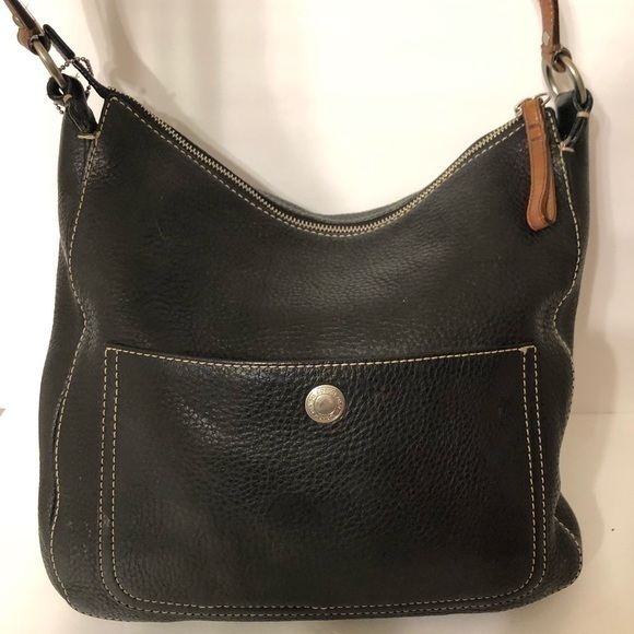 Coach Handbags - COACH black pebbled leather shoulder bag rare